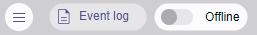 Online-Offline button next to the main menu and event log button